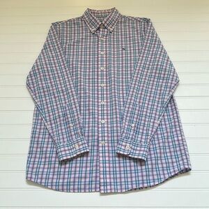 Vineyard Vines Blue & Pink Plaid Button Down Boys 16
